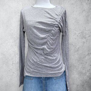 Zella Ruched Long Sleeve Top Womens Small Gray Comfy Stretch Athleisure